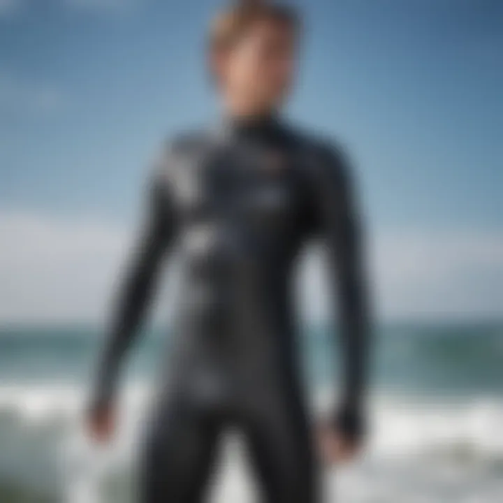 Close-up of wetsuit material showcasing flexibility.