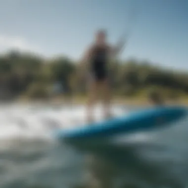 Action shot of the Armstrong Wing Sup Foilboard in use on the water, demonstrating its performance and agility.