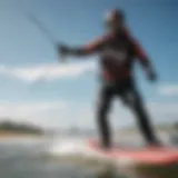 A well-arranged beginner kiteboard package showcasing essential gear.