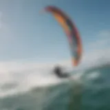 Beginner kitesurfing kite in action on the water