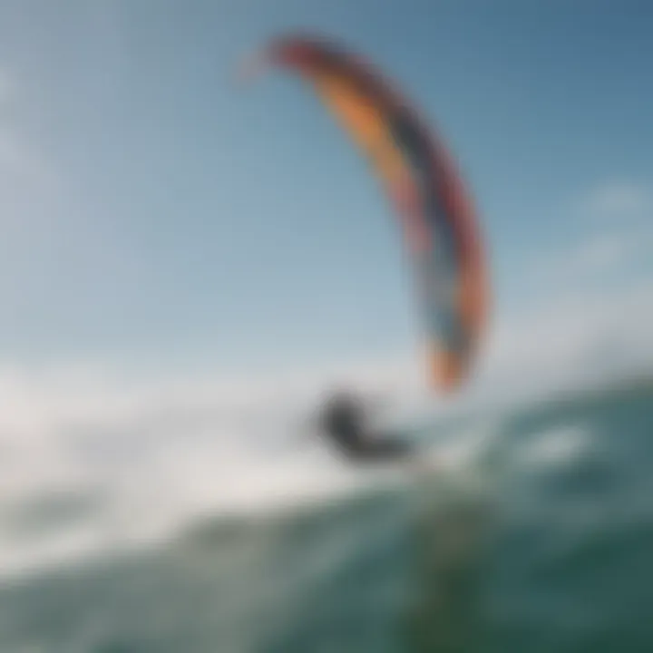 Beginner kitesurfing kite in action on the water