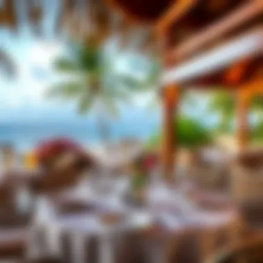 Exquisite Caribbean Dining Gourmet dining setting with Caribbean flair