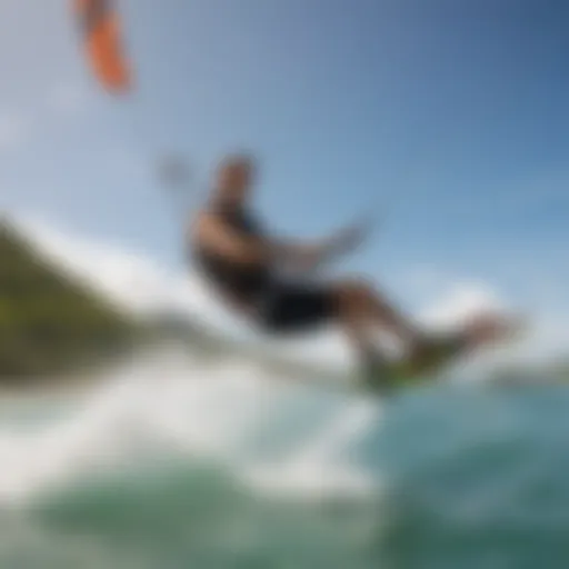 Vibrant kiteboarding action on the Caribbean waters