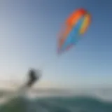 Dynamic kite surfing action on vibrant waters