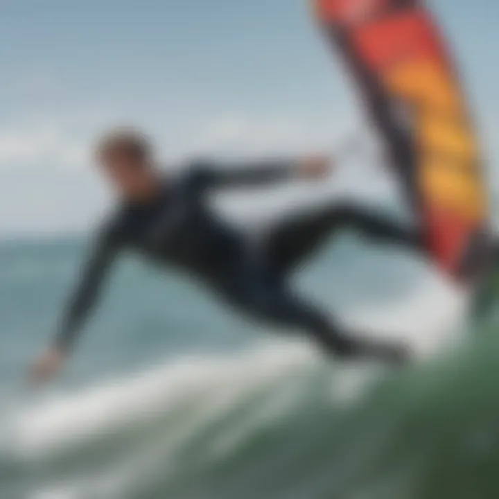 Illustration of proper wetsuit fit on a kiteboarder