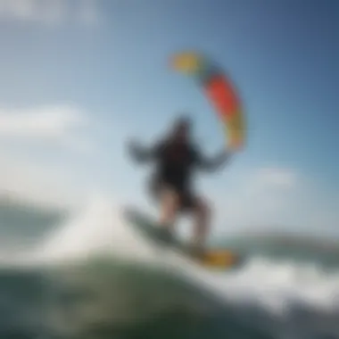 Kiteboarding enthusiast enjoying a ride on the waves