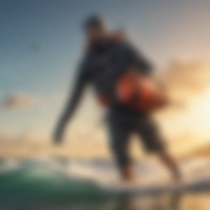 Kiteboarding enthusiast using a Dakine bag on the beach.