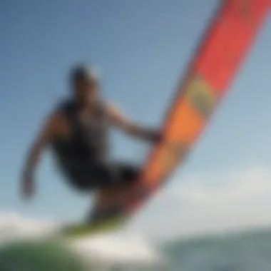 Vibrant kiteboarding gear displayed during a sale event