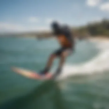 A kiteboarder enjoying a ride with a budget hydrofoil board on the water