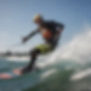 A kiteboarder skillfully using Armstrong foils on the water.