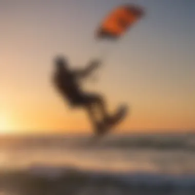 Kiteboarder enjoying a serene sunset while utilizing optimized gear