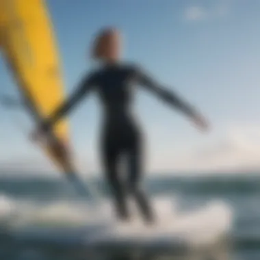 A serene watersport scene featuring a person in a 5mm wetsuit enjoying the ocean.