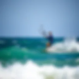 Kite surfer gliding over the waves in Charleston