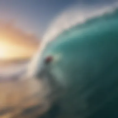 An aerial shot of surfers riding waves created by the Infinity Wave Surf System.