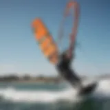 Dynamic kiteboarding action showcasing Ketos foil in use