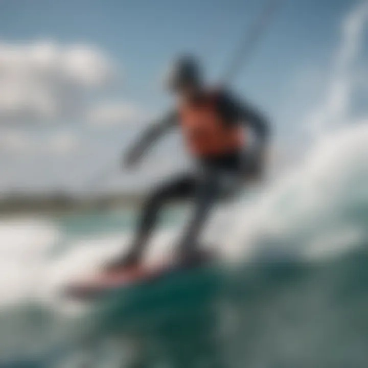 Kiteboarding rider navigating waves with Ketos foil technology