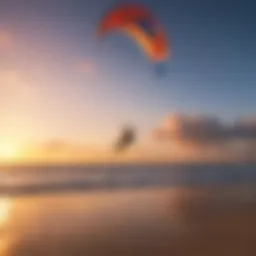 A serene view of Kite Beach at sunset showcasing vibrant skies