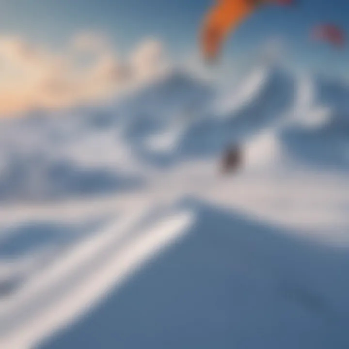 Breathtaking view of a mountainous region ideal for kite snowboarding