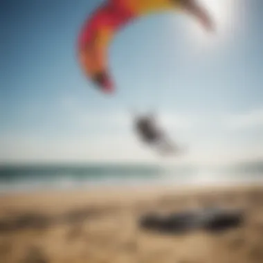 A vibrant gathering of kiteboarding enthusiasts sharing stories and experiences on the beach.