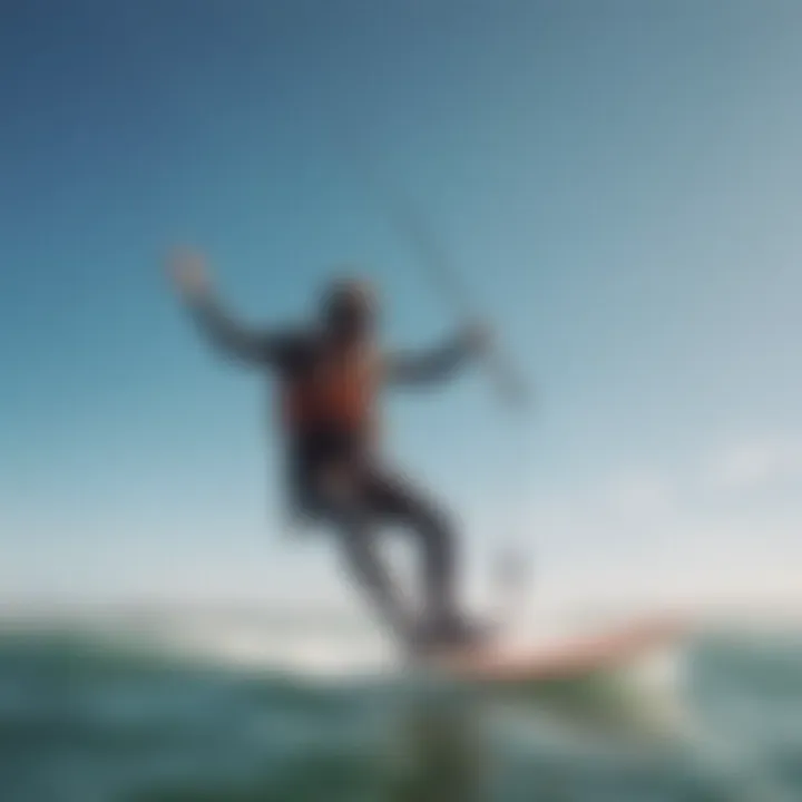 Kitesurfing beginners taking lessons on calm waters