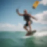 Dynamic kitesurfing action on the waves