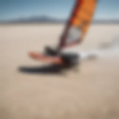 Kiteboarding equipment setup on the beach