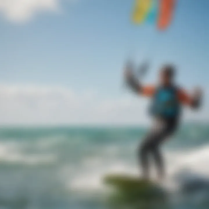 An instructor demonstrating kiteboarding techniques to eager learners at Mackite