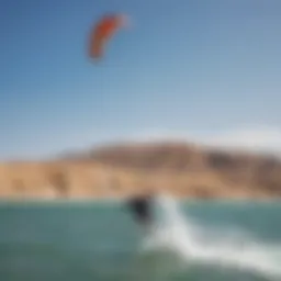 Breathtaking view of Paracas National Reserve with kiteboarders in action