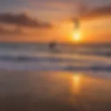 A stunning sunset view over South Padre Island's kiteboarding beach