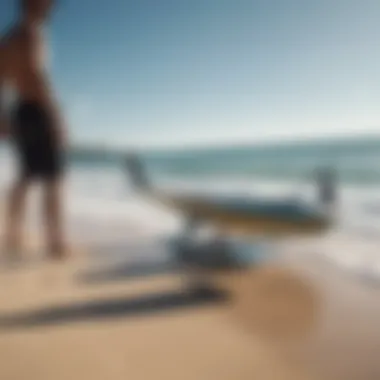 Slingshot wakefoil setup on the beach