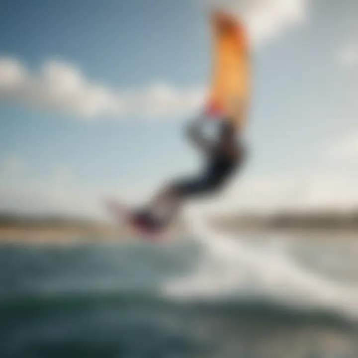 Kiteboarding enthusiast using a small kite on the water