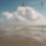 Wide view of St. Peter-Ording beach with kiteboarders