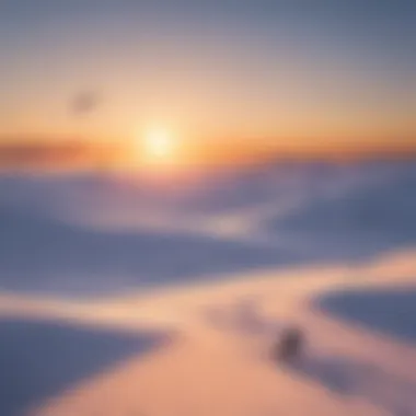 A breathtaking view of a snow kiting location at sunset