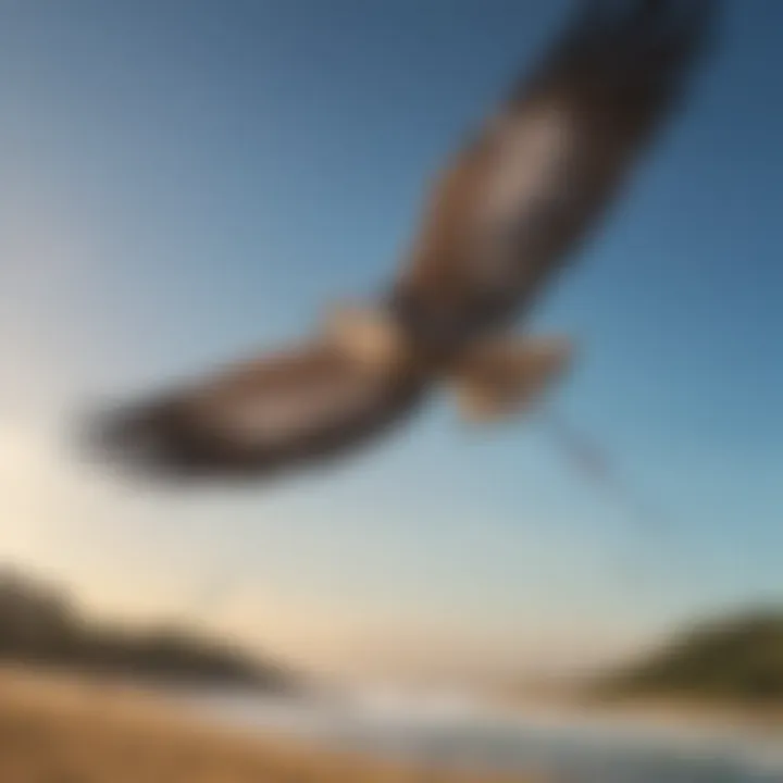 A close-up view of a pigtail kite showcasing its unique design and construction materials.