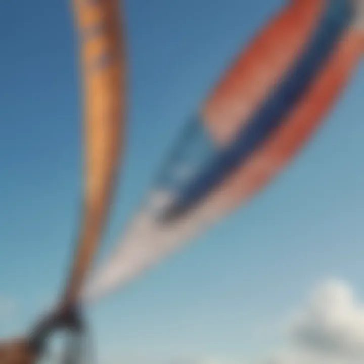 A detailed view of pigtail kites being maintained and set up for optimal performance.