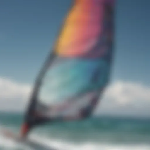 A close-up view of a wind surfing wing showcasing intricate design elements