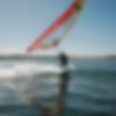 Overview of a lift wing foil board on water