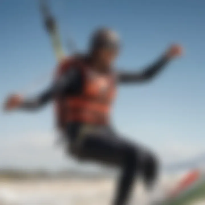 Close-up view of essential kiteboarding equipment