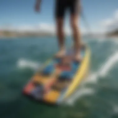 Close-up view of the Naish inflatable foil board's unique design features