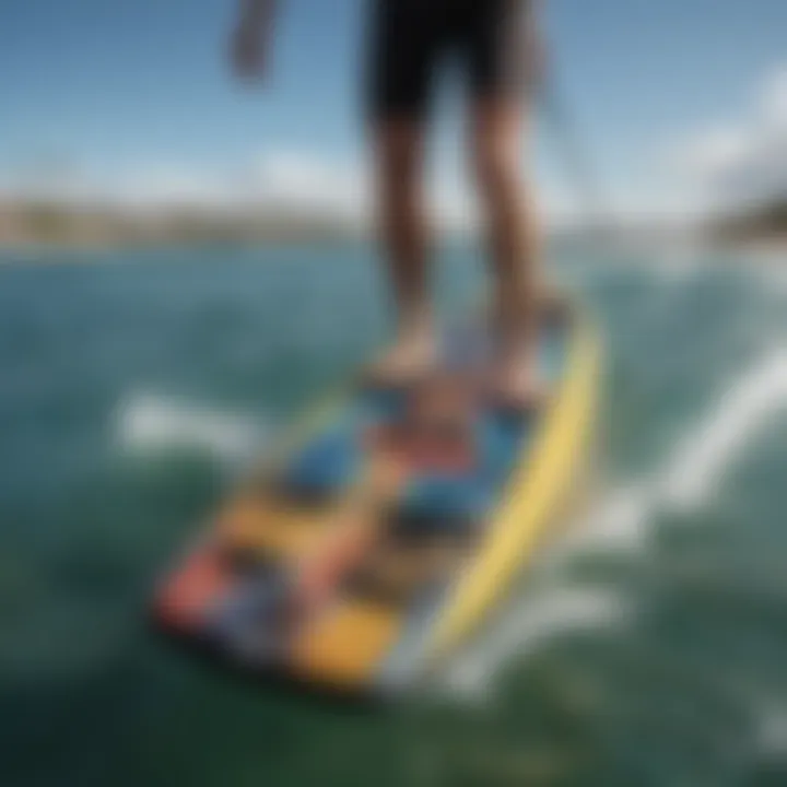 Close-up view of the Naish inflatable foil board's unique design features