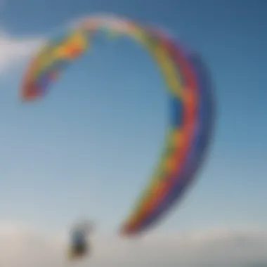 An artistic representation of a customized blank kite in vibrant colors flying high.