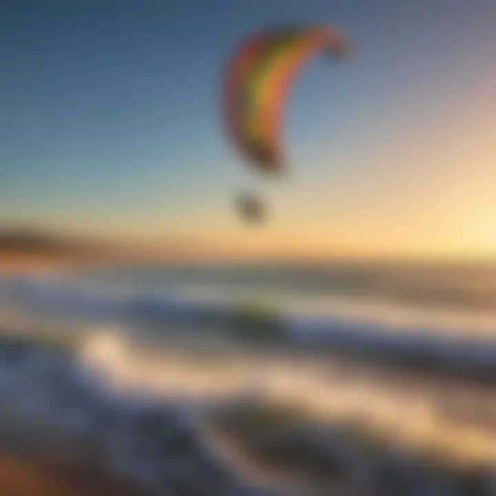 A vibrant kite soaring over a vast landscape