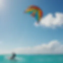 A colorful kite soaring above the turquoise waters of Aruba
