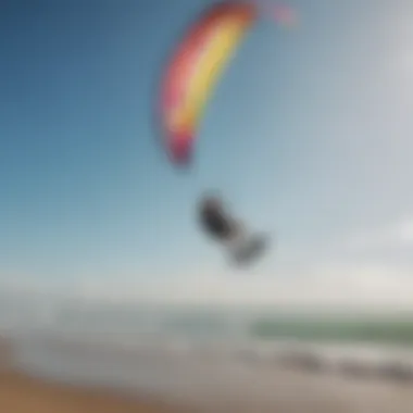 Kiteboarding at Flagler Beach with vibrant kites in the sky