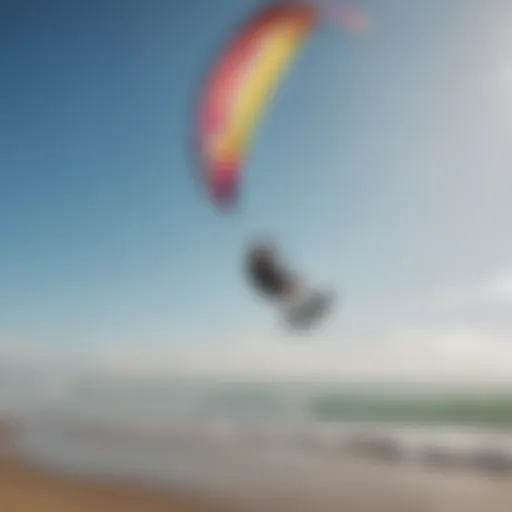 Kiteboarding at Flagler Beach with vibrant kites in the sky