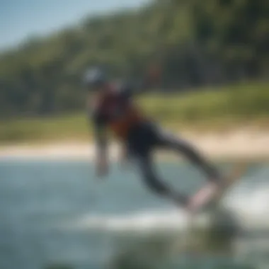 Scenic view of a kiteboarder on water