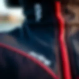 Detailed view of front zip wetsuit fabric