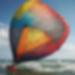 Detailed view of a kite bladder showcasing materials used in kiteboarding.
