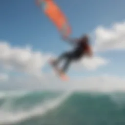 Kite surfer riding the waves in Miami