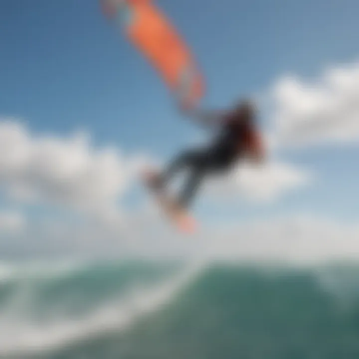 Kite surfer riding the waves in Miami